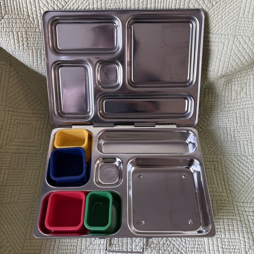 PlanetBox Rover Stainless Steel Bento Lunch Box 5 Compartment w Silicone Cups